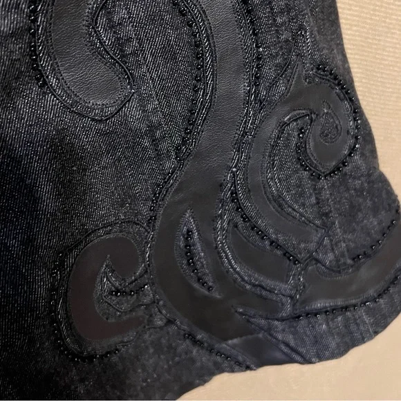 1 Chicos Black Moto Biker Chic Assymetrical Zip Vest NWOT - Picture 9 of 11